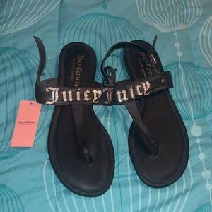 Juicy Couture Black Leather Sandals